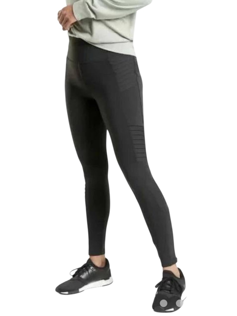 Athleta Black High-Rise Performance Leggings with Moto Detail Size Large